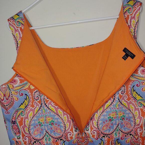 Talbots Paisley Print Sleeveless Summer Dress Midi Size 18P Orange - Picture 6 of 8